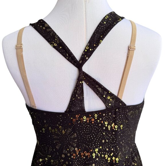 Revolution Black w/Gold Sequin Dance Dress Costume Sz MA FireFlies‎ Crisscross - Picture 5 of 16